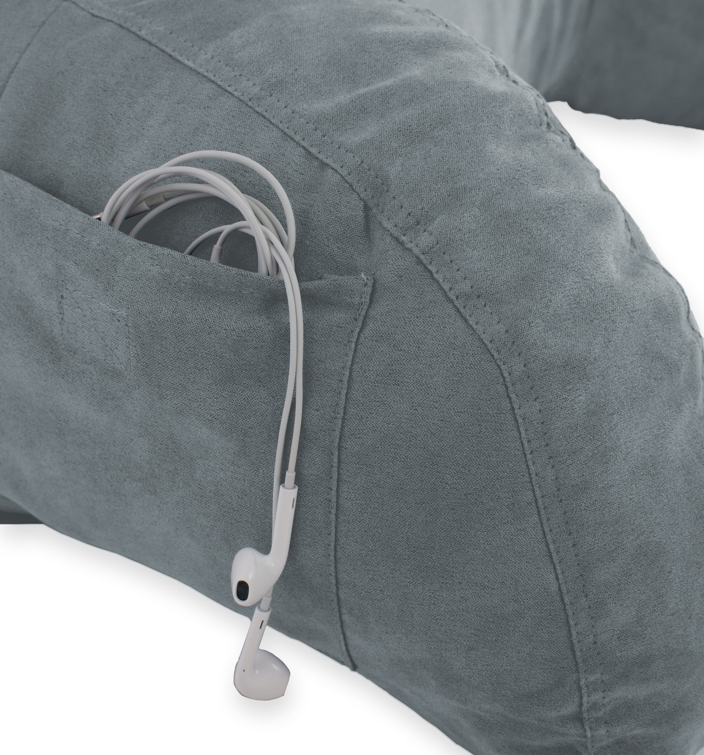 Deluxe Comfort Microsuede Bed Rest Reading and Bed Rest Lounger â Sitting Support Pillow Soft But Firmly Stuffed Fiberfill - Backrest Pillow With Arms, Dark Grey