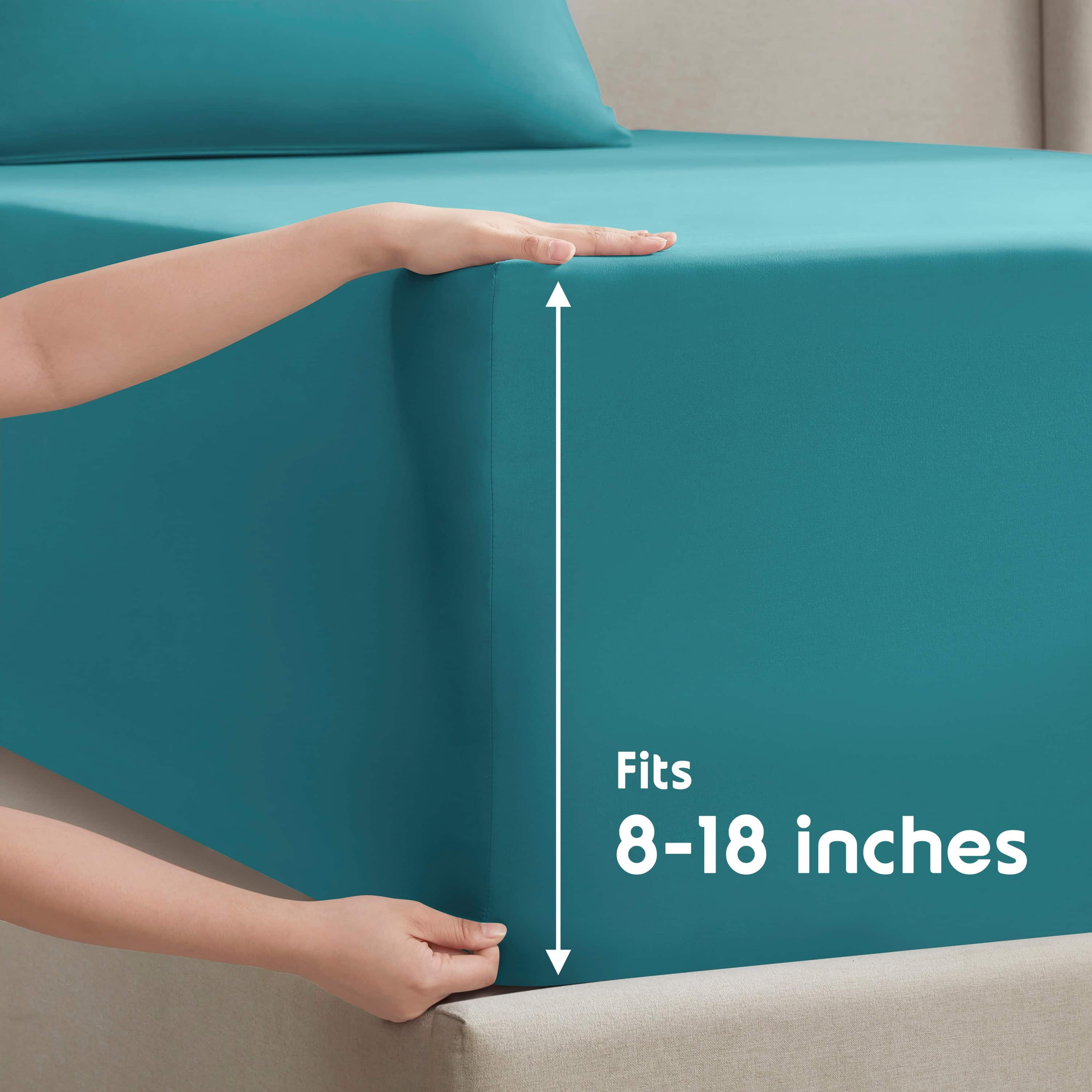 Lammaloe King Sheets Set, Hotel Style Deep Pocket 4 Piece Bed Sheets, Luxury Soft Microfiber Sheet Sets, Teal Blue