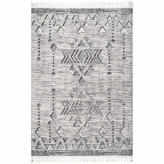 nuLOOM Sully Soft Snowflake Textured Tassel Area Rug, 6' 7" x 9', Gray