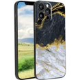 thumbnail image 1 of Compatible with iPhone 13 Pro Phone Case, White-Golden-Marble-109-jpg-4-2 Case Men Women, Flexible Silicone Shockproof Case for iPhone 13 Pro, 1 of 1