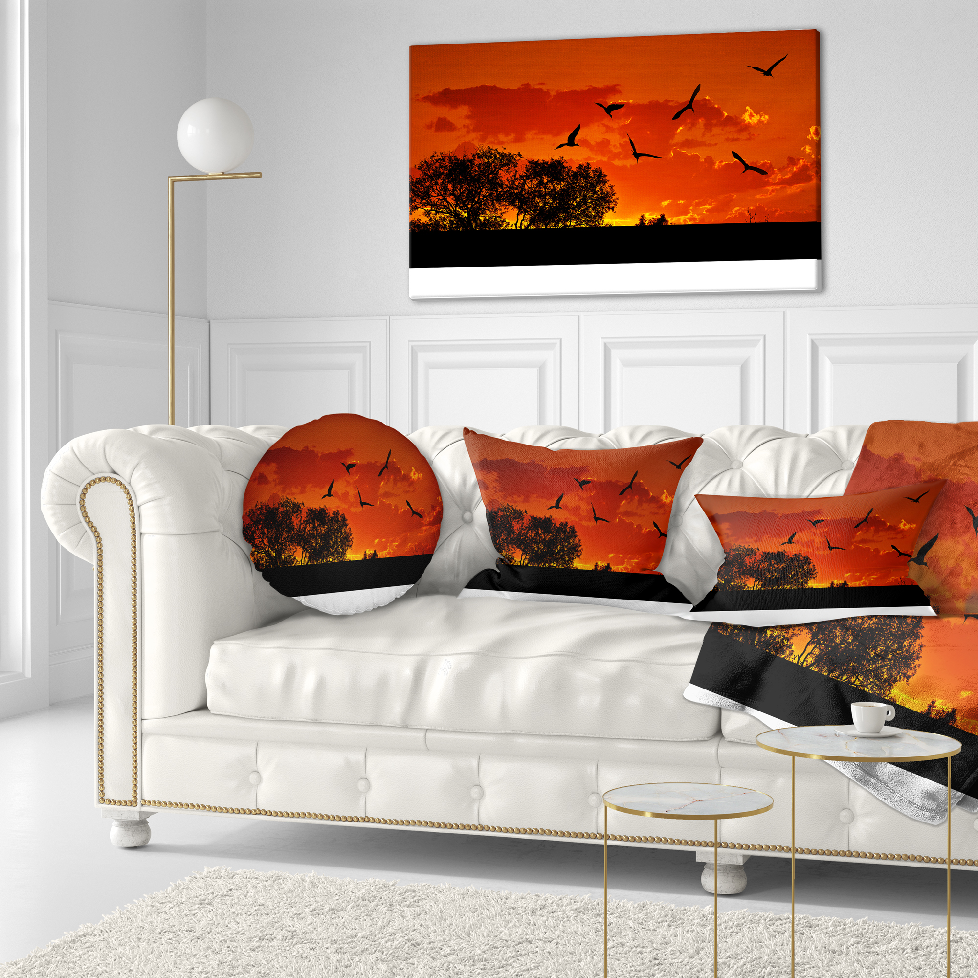 Designart African Landscape with Warm Sunset - African Landscape Printed Throw Pillow - 12x20