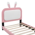 thumbnail image 3 of Twin size Upholstered Rabbit-Shape Princess Bed，Cosymart Twin Size Platform Bed with Headboard and Footboard, White+Pink, 3 of 9