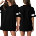 thumbnail image 3 of Bbyeadc Soccer Jerseys for Men V Neck Short Sleeve Cotton Jerseys Striped Trim Sweat Absorbent T-Shirt Athletic Workout Sports Uniforms,Black (XX-Large), 3 of 5