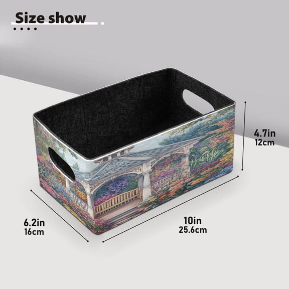 BZSMCE Shelf Baskets Victorian Art Gazebo Painting Pattern Storage Cube Bins 10.1*6.3*4.7in Set of 2