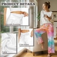 thumbnail image 7 of SCRAWLGOD Tie-Dye Print Orange Blue Womens Wide Leg Palazzo Pants with Adjustable Tie Knot High Waist Soft Casual Trousers Trendy Lightweight Lounger Slacks with Pockets, L, 7 of 7