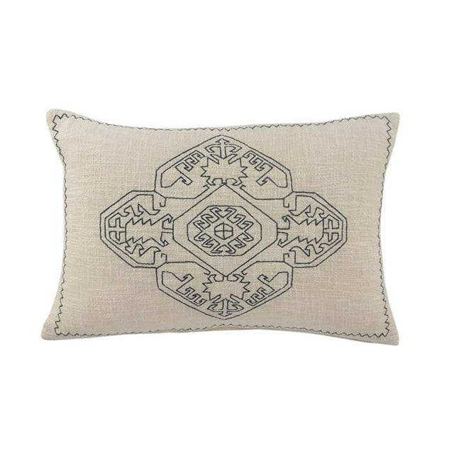 LR Resources PILLO07667WHTGOPL Embroidered Damask Medallion Lumbar Throw Pillow - Rectangle