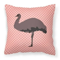 Carolines Treasures BB7922PW1414 Emu Pink Check Fabric Decorative Pillow, 14 x 14 in.