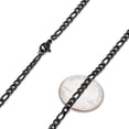 thumbnail image 2 of 3.7mm Black Plated Stainless Steel Flat Figaro Choker Chain Necklace, 20 inches, 2 of 6
