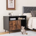 thumbnail image 3 of Gymax Cat Litter Box Enclosure w/ Scratching Pad End Table Nightstand Hidden Washroom, 3 of 10