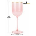 thumbnail image 3 of Impresserve 12 oz Pink Plastic Wine Goblets with Gold Rim, Disposable Party Glasses (Set of 10), 3 of 6