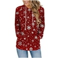 thumbnail image 2 of Hoodies for Women Christmas Pullover Sweatshirts Casual Long Sleeve Drawstring Hooded Tops with Pocket Holiday Cozy Fall Tunic Top, 2 of 6