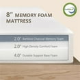thumbnail image 2 of Fulle 8" Bamboo Charcoal Gel Infused Memory Foam White Fabric Queen Mattress, 2 of 7