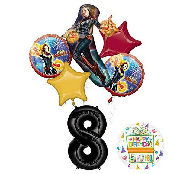 Captain Marvel Party Supplies 8th Birthday Balloon Bouquet Decorations