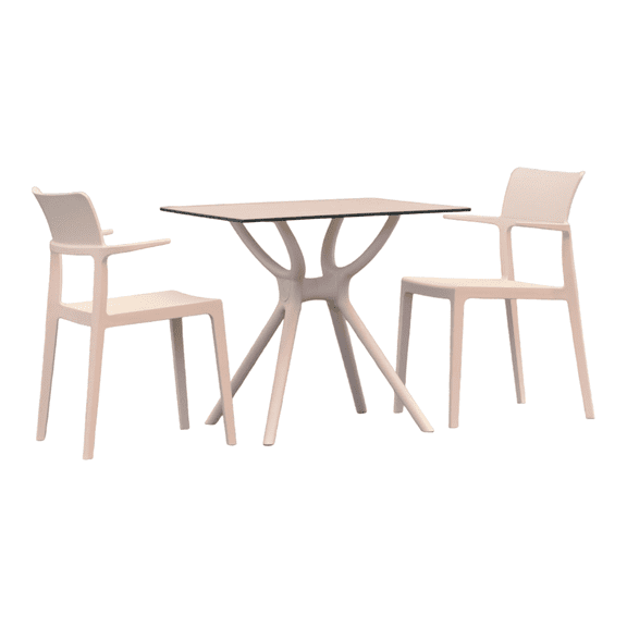 Luxury Commercial Living 3-Piece White Recyclable Outdoor Patio Dining Set 33.5"