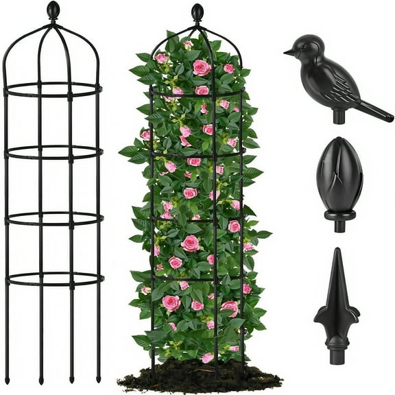 Garden Obelisk Trellis for Climbing Plants Outdoor 6 Ft Rose Bush Round Trellis for Pots Rustproof Metal Plant Flower Trellises for Clematis Vine Jasmine Support Outdoor Indoor