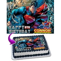 Superman Edible Cake Image Topper Personalized Birthday Party 1/4 Sheet