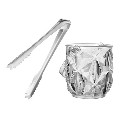 

Beverage Chilling Tub Party Beverage Bin Drink Chiller and Tongs with Handle Acrylic Storage Tub Ice Bucket for Bottle Cocktail Parties Clear Crystal