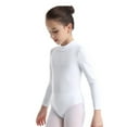 thumbnail image 4 of Yartina Girls Kids Stretch Long Sleeve Mock Neck Leotards Gymnastic Ballet Dance Leotard Top Shirt White XL, 4 of 7