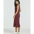 thumbnail image 5 of Real Essentials 3 Pack: Women's Ribbed Knit Sleeveless Crew Neck Tank Casual Midi Shift Dress with Slit, 5 of 6