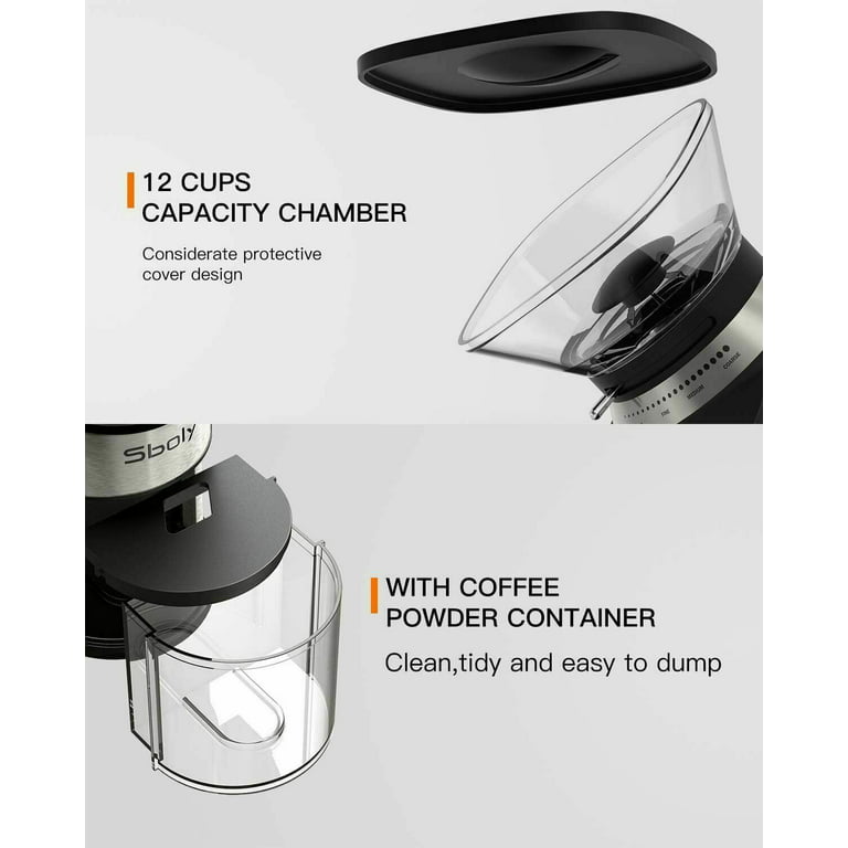 Sboly Conical Burr Coffee Grinder, Electric Coffee Grinder with 35 Grind  Settings for 2-12 Cups, Adjustable Burr Mill Coffee Bean Grinder for  Espresso, Drip Coffee, Pour Over, & French Press Coffee