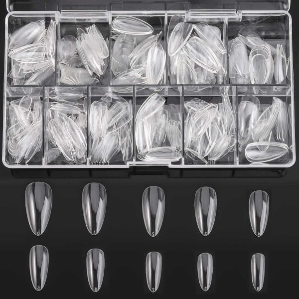 Almond Shaped False Nail Tips - Medium Almond Shaped Clear Nails Full