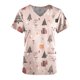 thumbnail image 5 of Pntutb, blusas con cuello en V y manga corta a la moda para mujer, blusa de bolsillo con estampado de uniforme de trabajo, tops Pntutb Pntutb-2948, 5 of 5