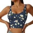 thumbnail image 3 of Goofa Daisies Flowers Printed Sports Bras for Women, High Impact Running Bra Workout Crop Tank Tops Longline Sports Bra Push up-, 3 of 9
