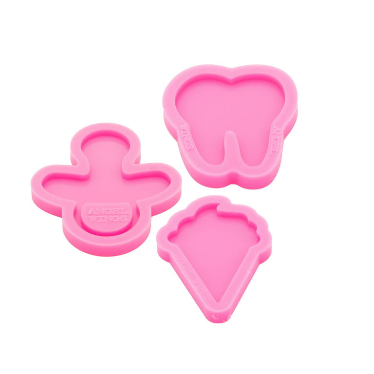 4pc Silicone Molds 1.5in Pacifier, Teeth, Ice Cream Badge Reel Molds for  Resin, Glossy Epoxy Mold Crafting Art Jewelry 