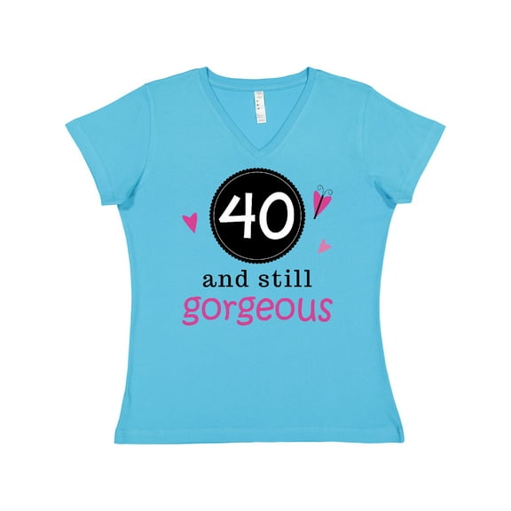 Inktastic 40th Birthday Gorgeous Women's V-Neck T-Shirt