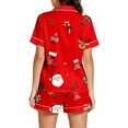 thumbnail image 3 of FASHOFT Christmas Pajamas for Women Set Xmas Button Down Pjs Set Holiday V Neck Sleepwear Santa Short Sleeve Loungewear Set M, 3 of 5