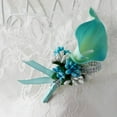 thumbnail image 3 of Fancy Calla Rhinestone Groom Bridal Bridesmaid Wedding Corsage Girls Prom Sky Blue, 3 of 5