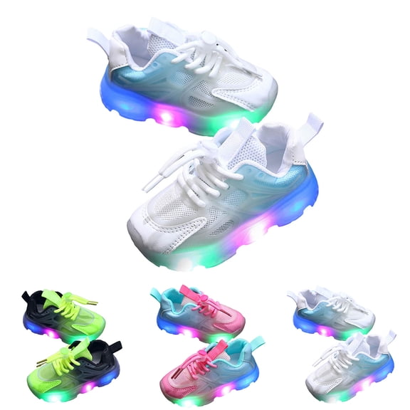 Dakaela Kids Light up Shoes Boys Girls LED Flashing Tennis Fashion Sneakers Lightweight Breathable Walking Shoes for Toddler Green 7