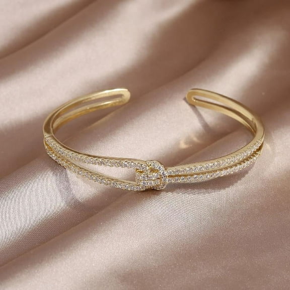 14K Yellow Gold Plated Women Open Cuff Bangle Bangle 6Ct Natural Moissanite Diamond