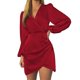 thumbnail image 1 of Vestido elegante de mujer con cuello en V abotonado, mezcla de lino y abertura - Sin mangas, corte en A, tejido transpirable - Tallas S-XL, informal a semiformal, 1 of 5