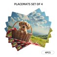 thumbnail image 3 of Placemats Set of 4 / 6, Adorable Puppy Basket Placemats for Dining Table Indoor/Outdoors Heat Resistant Washable Placemats 18" x 12", 3 of 8