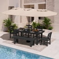 thumbnail image 3 of KINGYES 6 Piece Patio Dining Set, HDPE Outdoor Table and Chairs with Bench, Black, 3 of 12