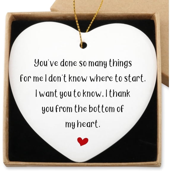 Thank You Ceramic Ornament, From the Bottom of My Heart Keepsake, Appreciation Gift for Friends, Coworkers, or Christmas
