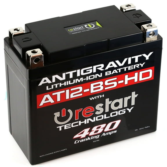 Antigravity AT12BS-HD Lithium Motorcycle Powersports Battery– 480 CA, 16 Ah