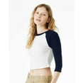thumbnail image 2 of Bella & Canvas B15906504 Women Micro Rib 3 by 4 Raglan Sleeve Baby T-Shirt, White & Navy - Medium, 2 of 5