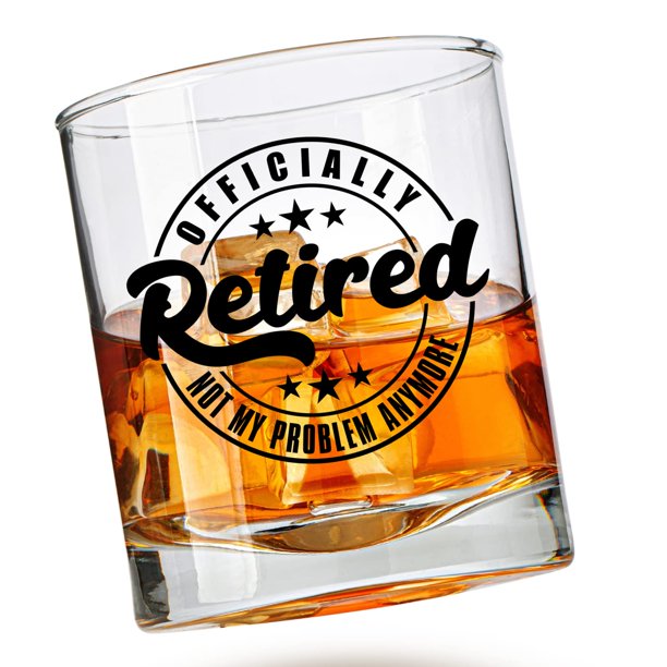 Regalos De Jubilación Para Hombres – Divertido Vaso De Whisky Oficialmente Retirado Ya No Es Mi Problema – Regalo De Jubilación Bourbon Para Papá, Marido, Abuelo, Papá O Compañero De Trabajo – Regalo