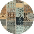 thumbnail image 1 of Ahgly Company Indoor Round Contemporary Brown Patchwork Area Rugs, 4' Round, 1 of 6