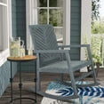 thumbnail image 2 of Ned Modern Chevron-Back 300-Lbs Support Acacia Wood Patio Outdoor Rocking Chair, Gray, 2 of 8