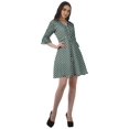 thumbnail image 4 of Moomaya Women Printed Drawstring Mini Dress V Neck Ruffle Sleeves Summer Dress, 4 of 4