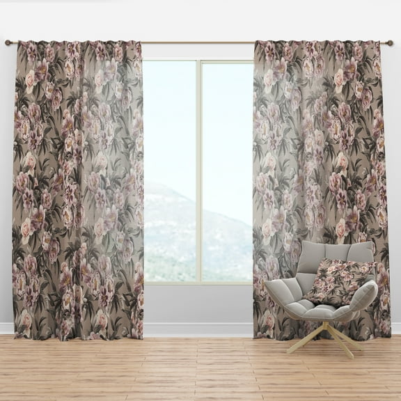 Designart 'Bituminous Bloom XXI' Floral Curtain Panel