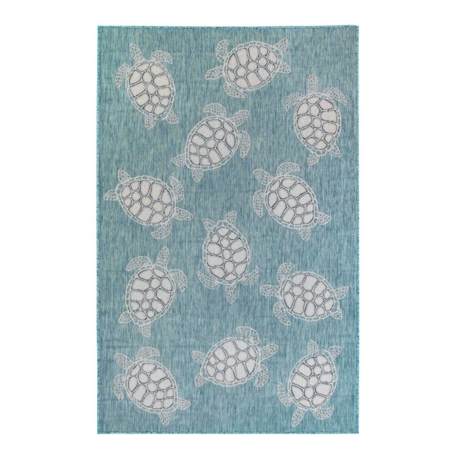 Liora Manne Carmel Indoor Outdoor Area Rug, Sea Turtles, 7' 10" x 9' 10"
