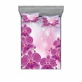 thumbnail image 2 of Ambesonne Floral Fitted Sheet & Pillow Sham Set, Exotic Orchid Flowers, Twin, Purple Pale Pink Blue, 2 of 3