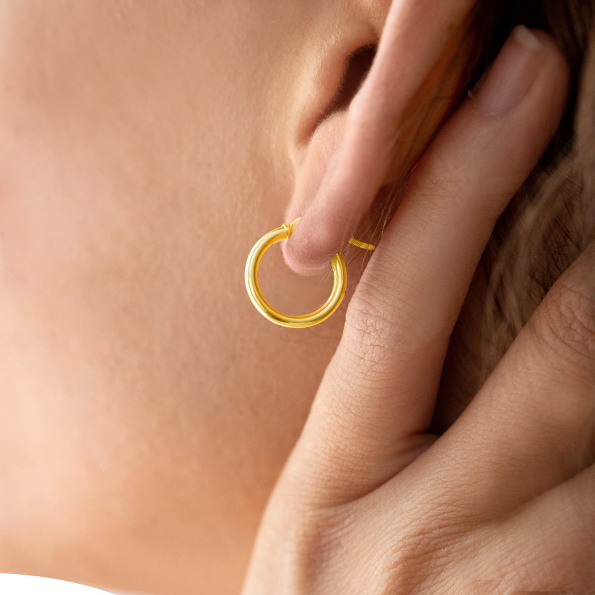 SuperJeweler 14MM Classic Hoop Earrings in 14 Karat Yellow Gold Over Sterling Silver for Women