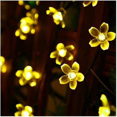 

Zukuco Solar String Lights Outdoor 23ft 50LED Sakura Flower Fairy String Lights 8 Modes for Patio Garden Decoration Warm White