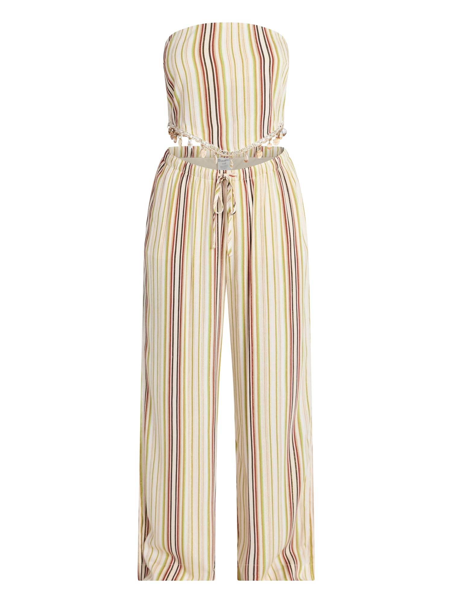 No Boundaries Scarf Top and Beach Pants Set, 2-Piece, Women's XXS-XXL
