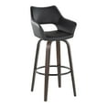 thumbnail image 4 of Mustang 30" Fixed-Height Barstool Set of 2, Bar Stools Swivel, Bar Chairs, Swivel Bar Stools Set of 2 with Back, Bar Stools for Kitchen Island (Black Faux Leather), 4 of 6